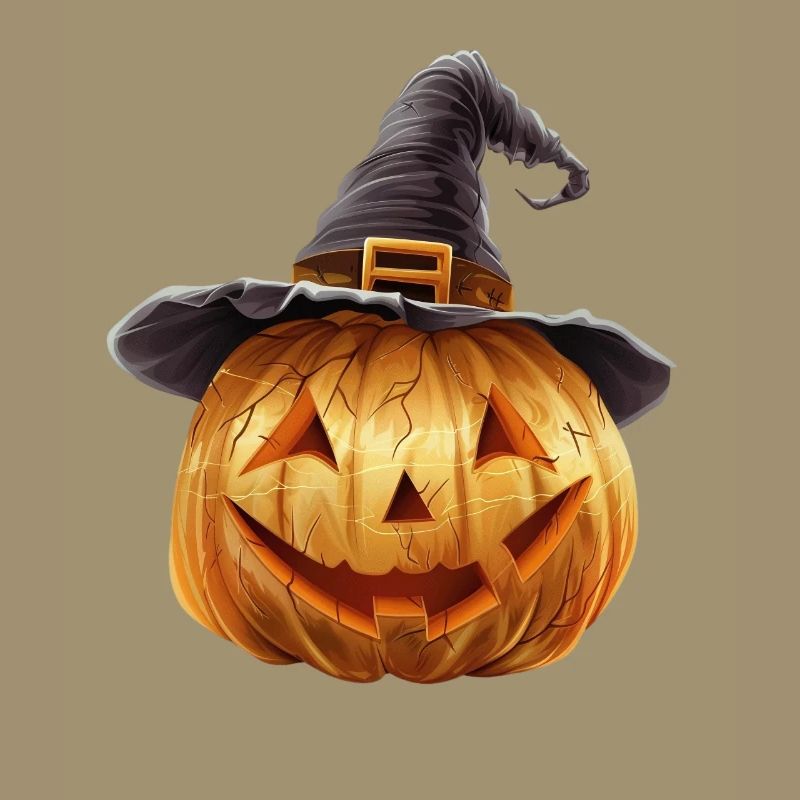 Spooky pumpkin with witch hat