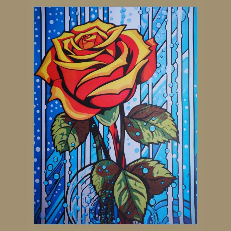 Pop Art Single Red Rose Graphically Stylized
