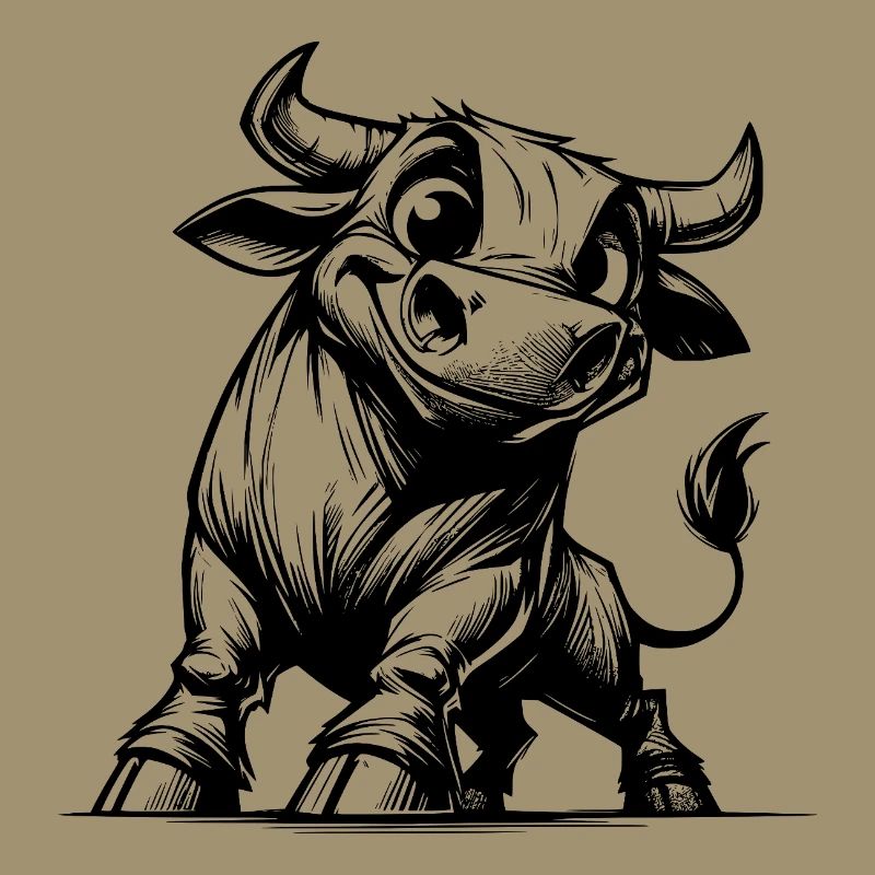 Dessin de taureau au crayon avec des cornes géantes