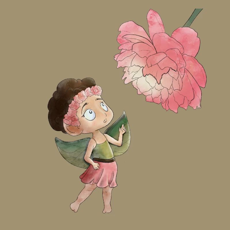 Zauberhafte Fee mit Pfingstrose