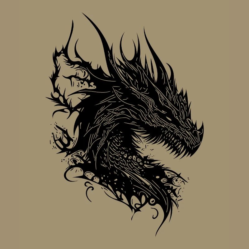 Evil dragon in vintage natural scale dress