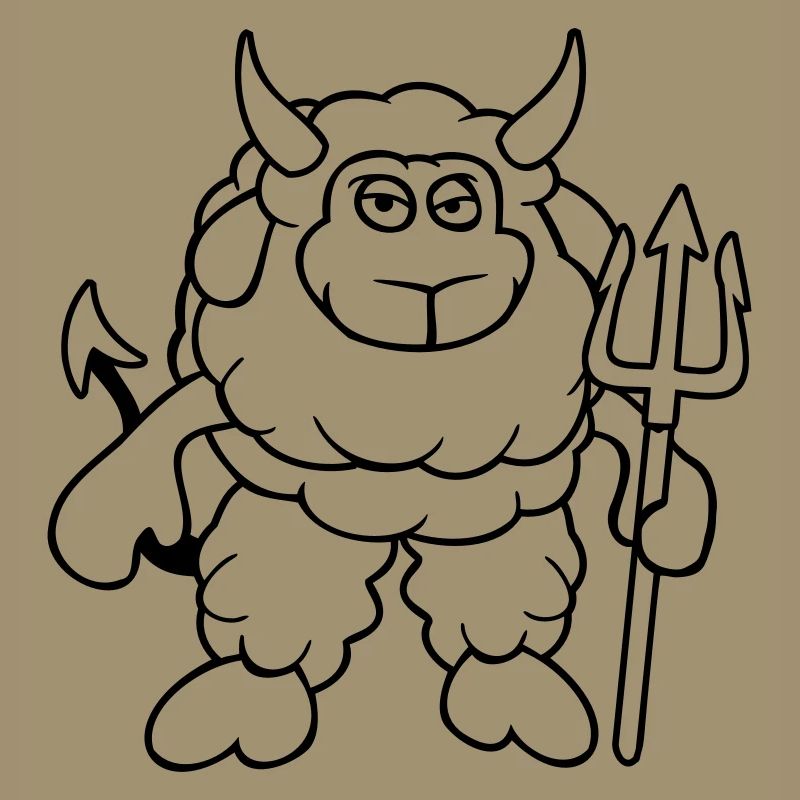 Sheep Devil Satan Hell Evil Trident Horns Cool
