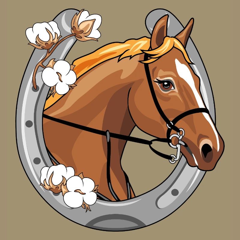 Horse head with a red mane in a frame