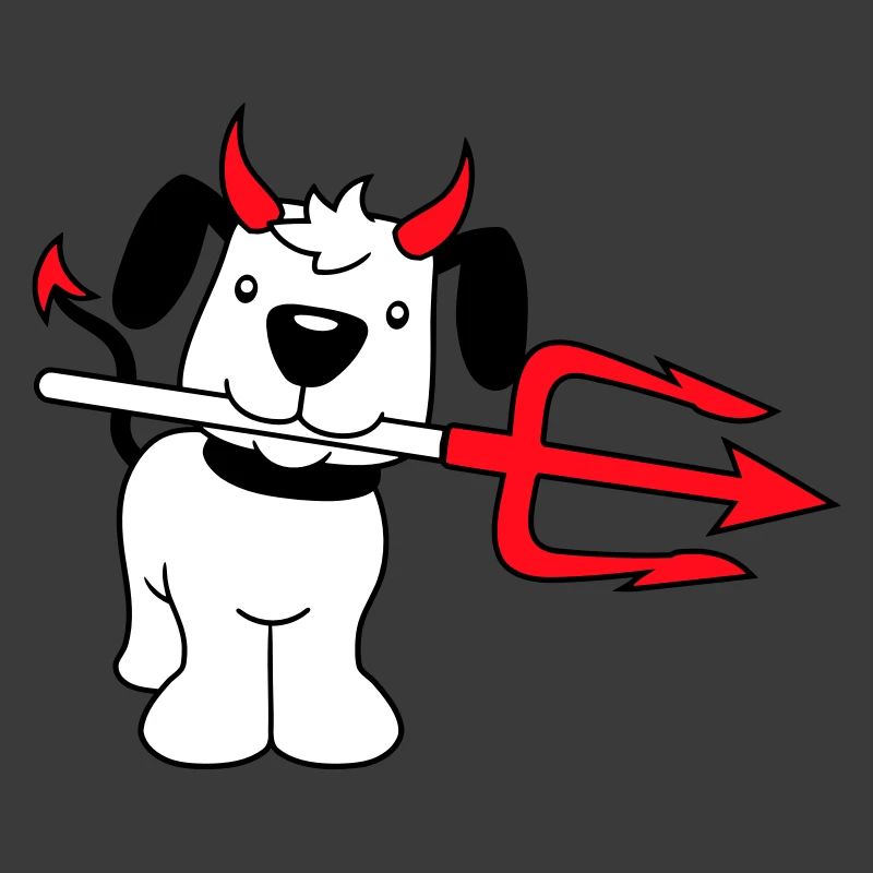 Dog Devil Satan Hell Evil Trident Horns Cool