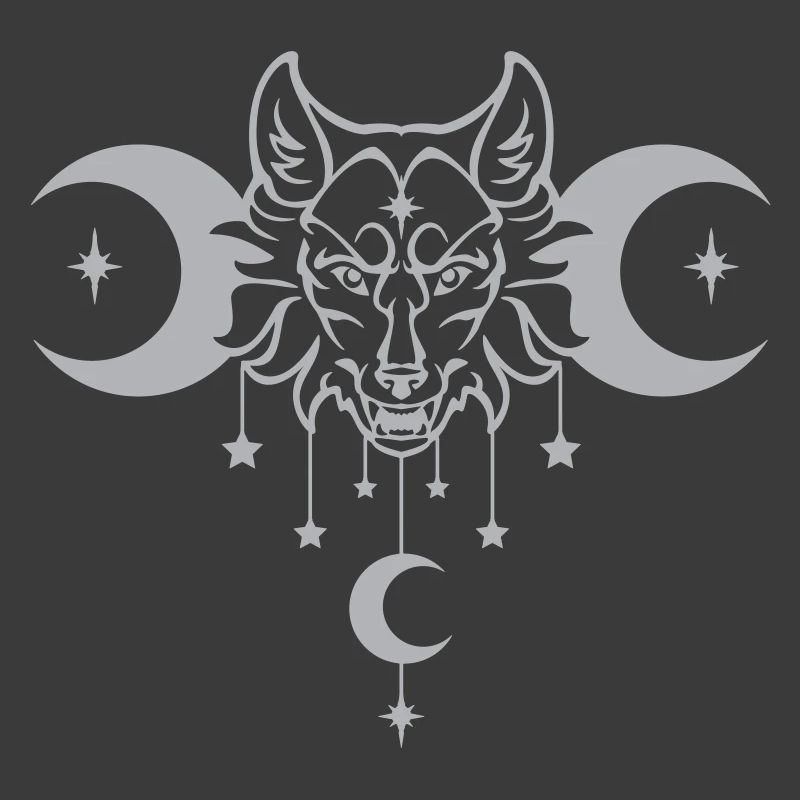 Wicca Moon Wolf - Anpassbare Farbe