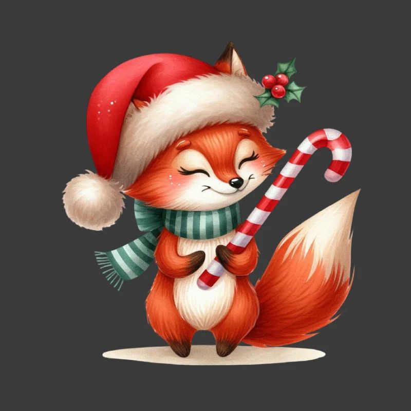 Festive Fox with Candy Cane