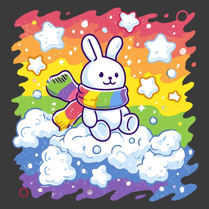 Rainbow bunny on cloud