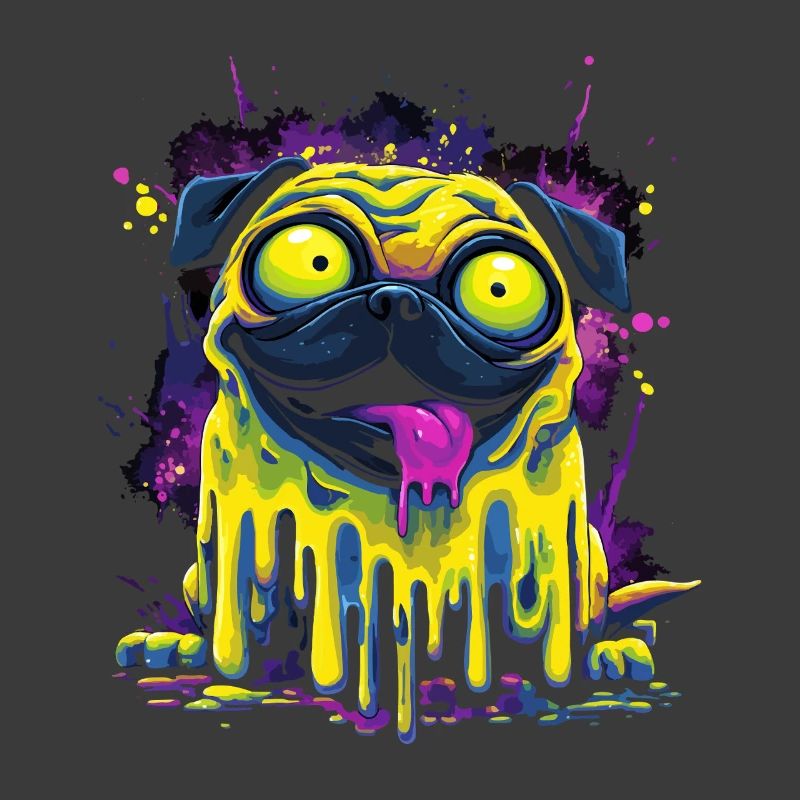 Trippy Psychedelischer Mops Bunter Graffiti Style