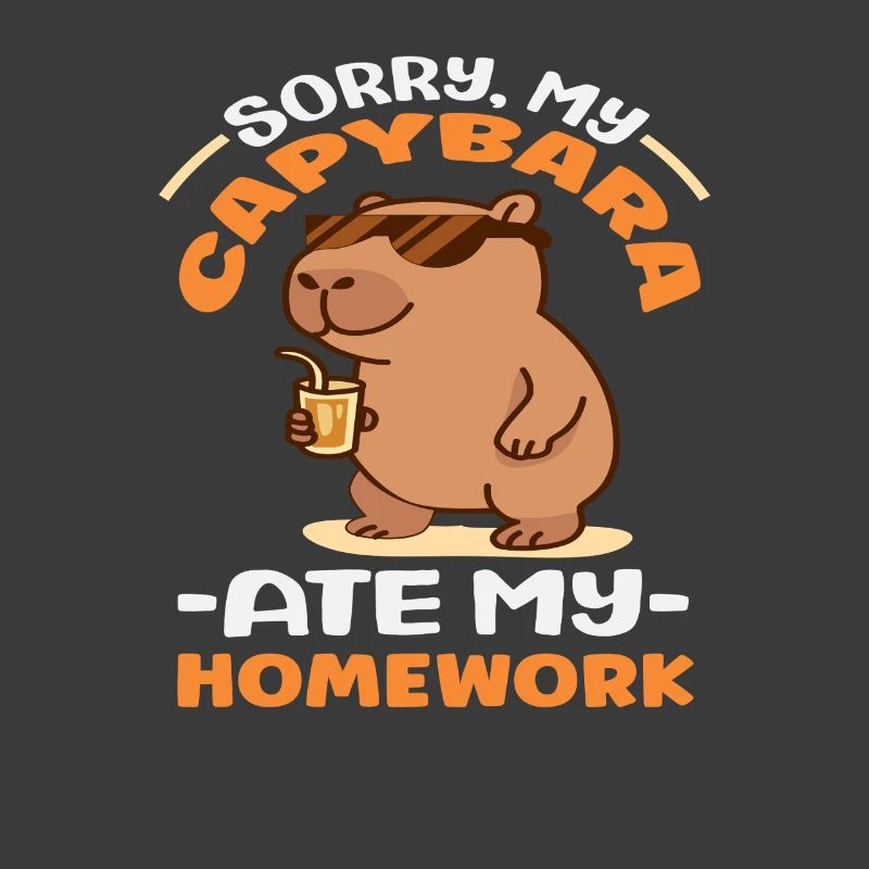 Désolé, mon capybara a mangé mes devoirs. Mignon, drôle.