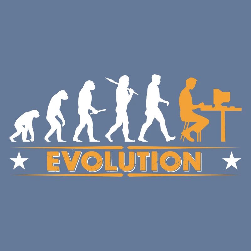 Computer Nerd Evolution - orange/weiss