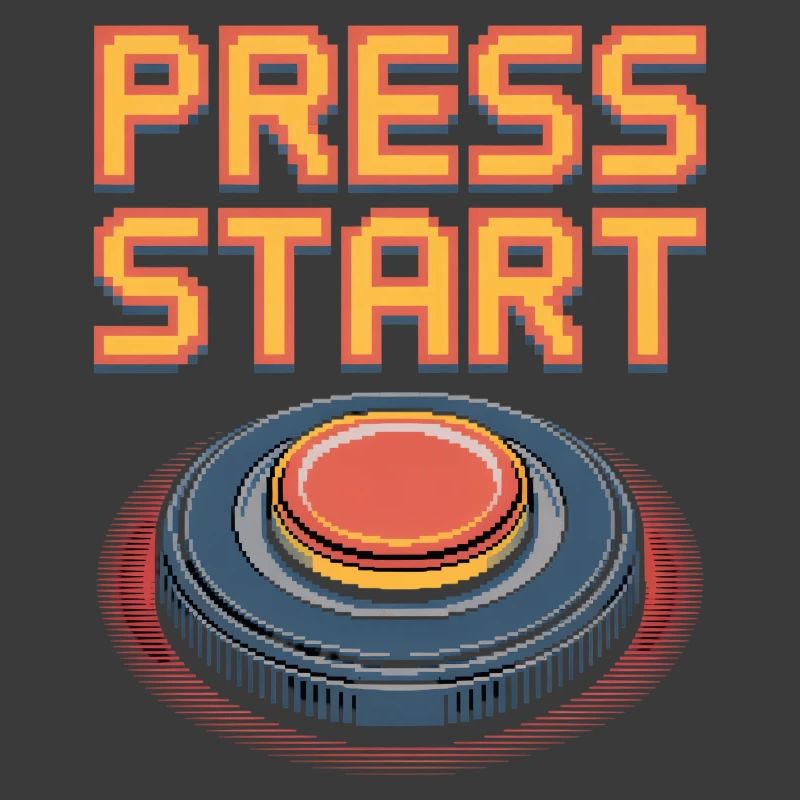 Press Start Retro Gaming Pixel Arcade Button