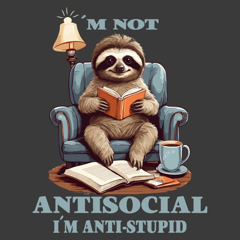 Clever sloth with book