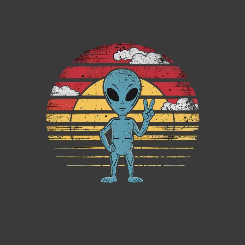 Alien Peace Salutation Rétro Coucher de soleil