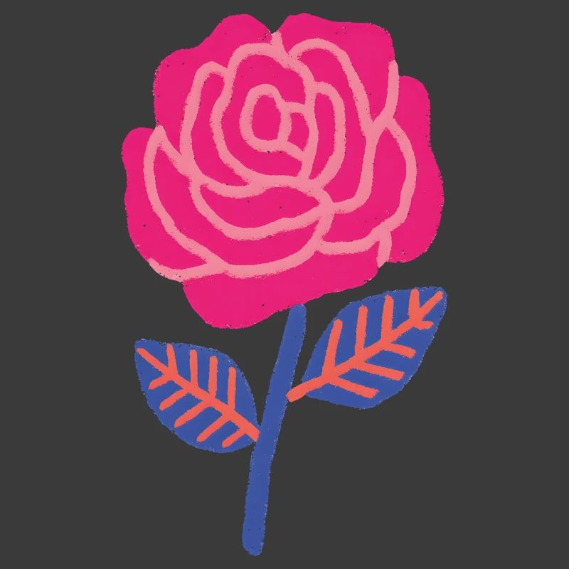 Ruby rose with blue leaves