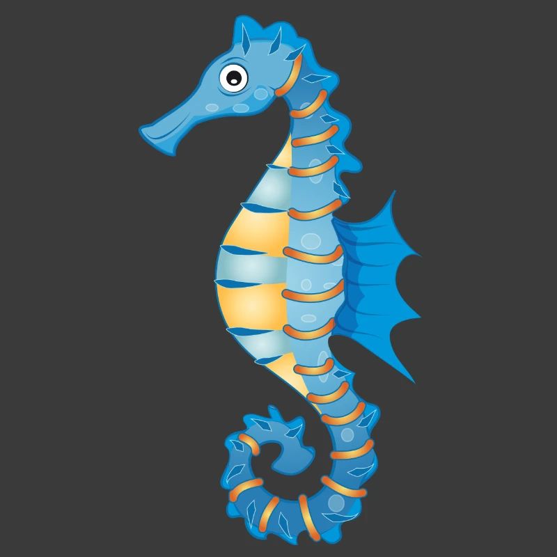 mignon hippocampe bleu dans le style comique