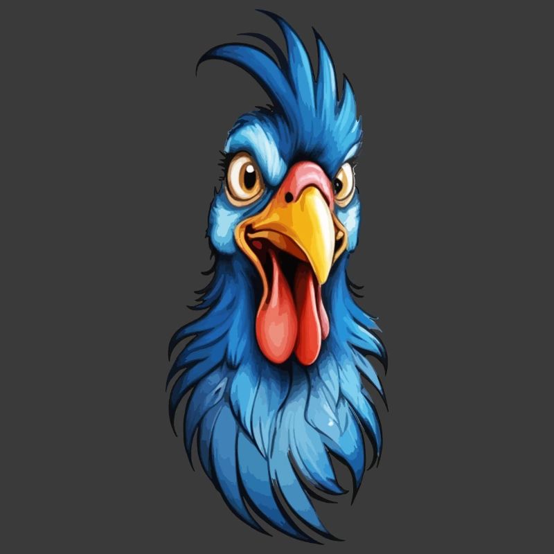 A blue-feathered rooster