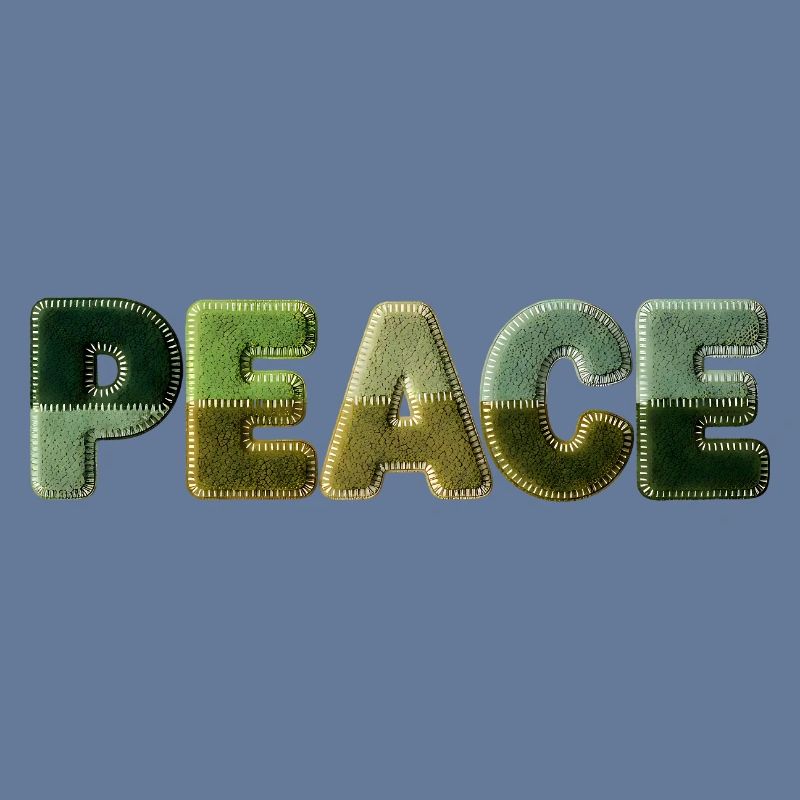 Peace Lettering Patchwork Look 70s Style