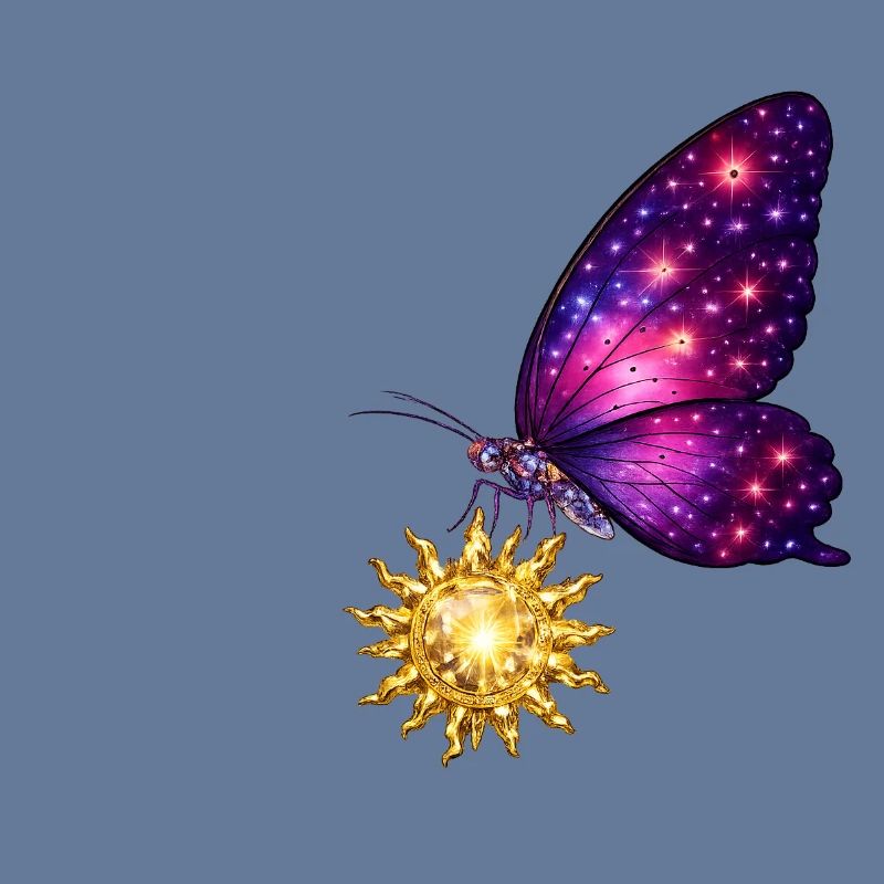 Soleil doré et papillon de l’espace.