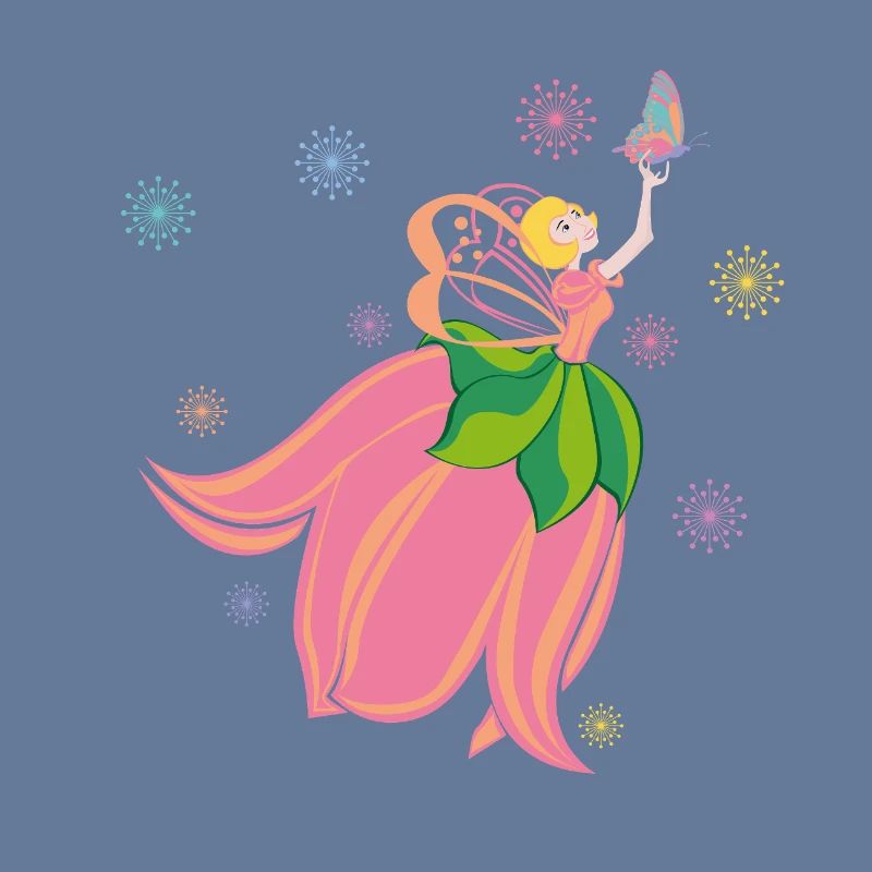 Fabuleuse fée des fleurs avec papillon