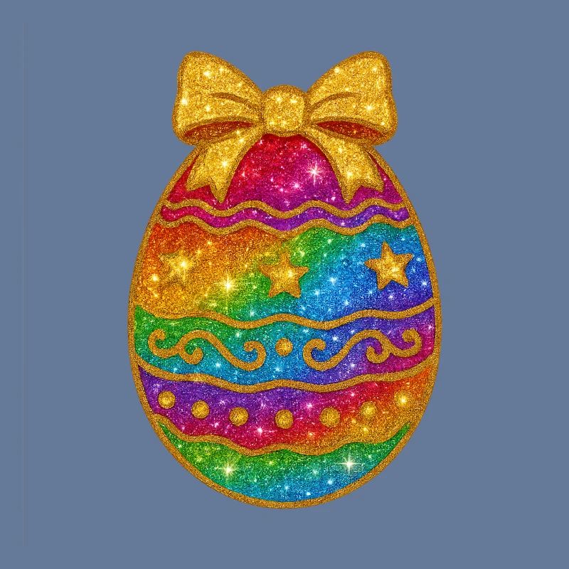 Rainbow Glitter Egg with Bow