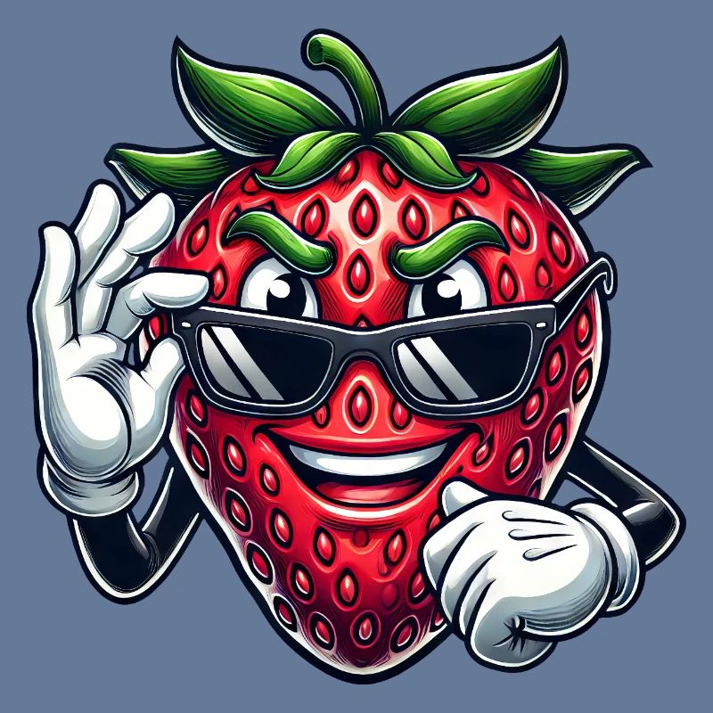 Coole Erdbeere Frucht Comic mit Sonnenbrille