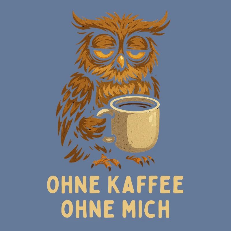 Nickernde Eule mit Kaffee