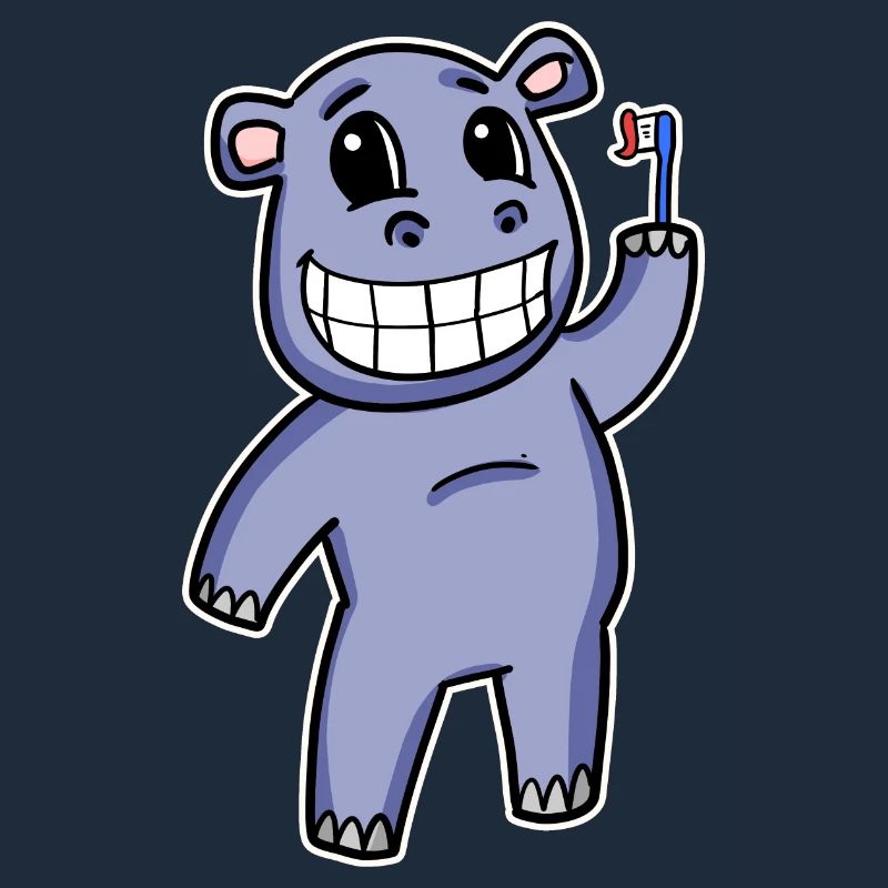Hippopotame avec brosse à dents