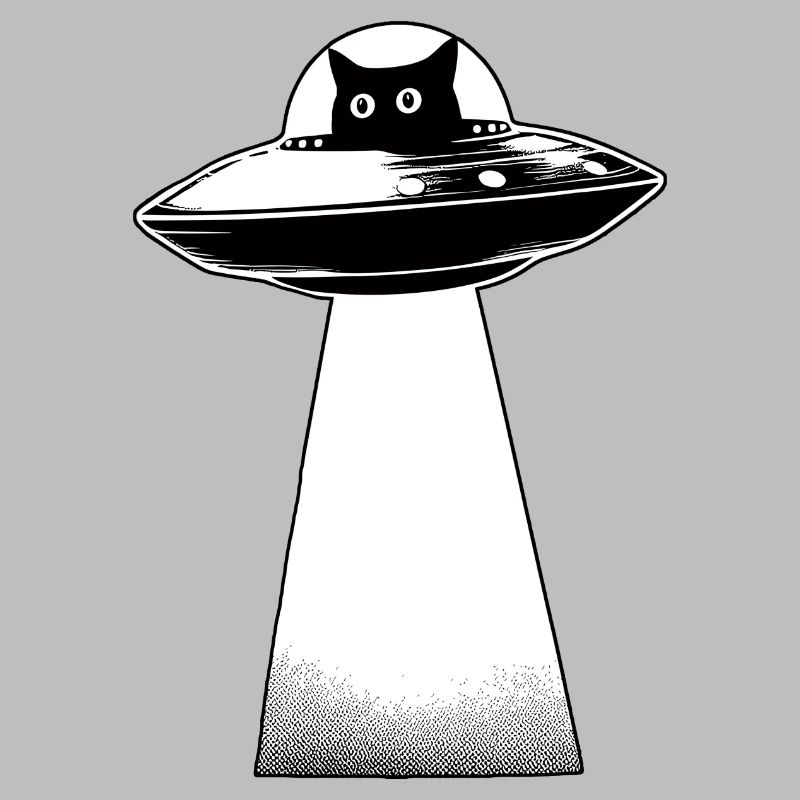 Cat Invasion UFO Alien Space Galaxy 3D Effect Cut