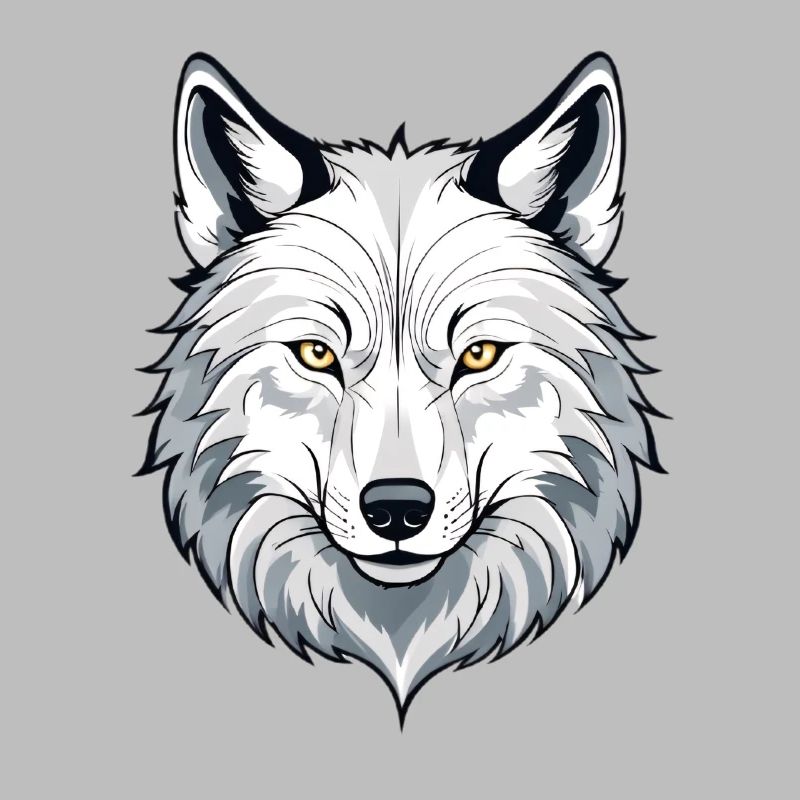 White wolf head illustration