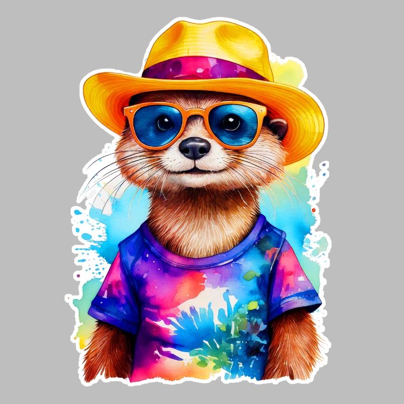 Otter with straw hat