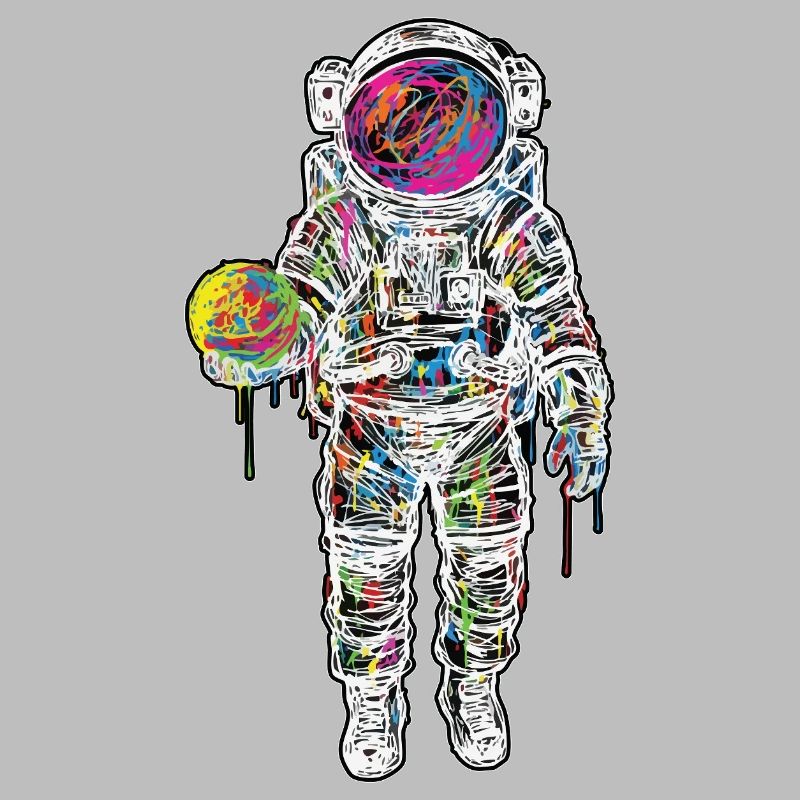 Space Astronaut Scribble Painting Planet