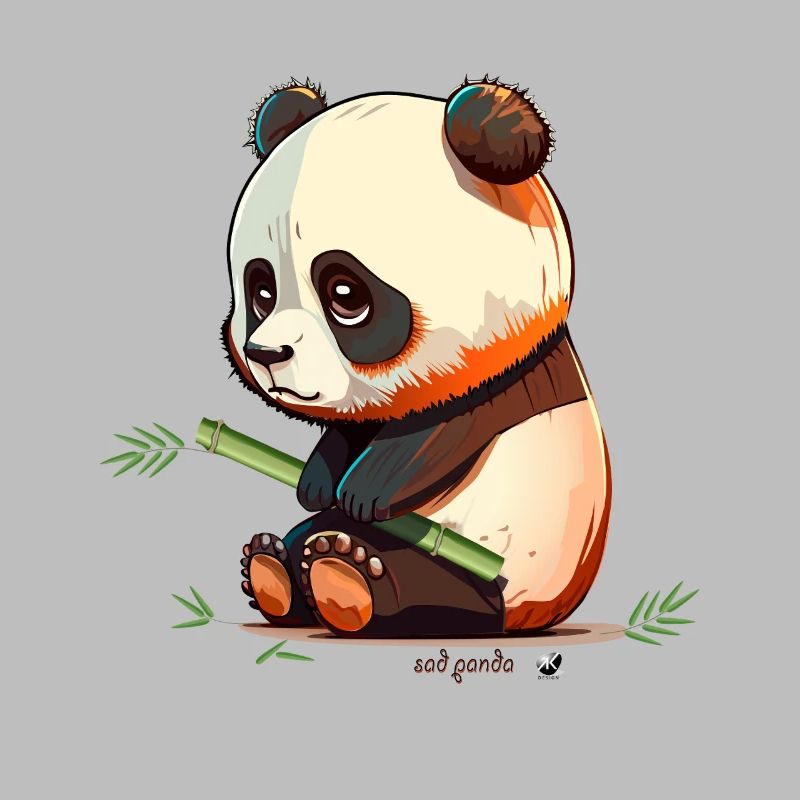 Trauriger Panda mit Bambus Sad Panda