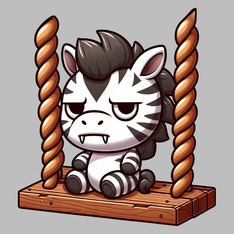Grumpy Zebra Swinging Annoyed Funny Design