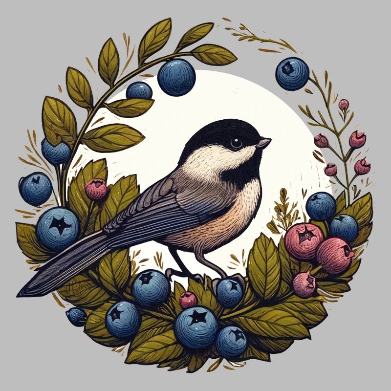 Blueberry Wreath Chickadee