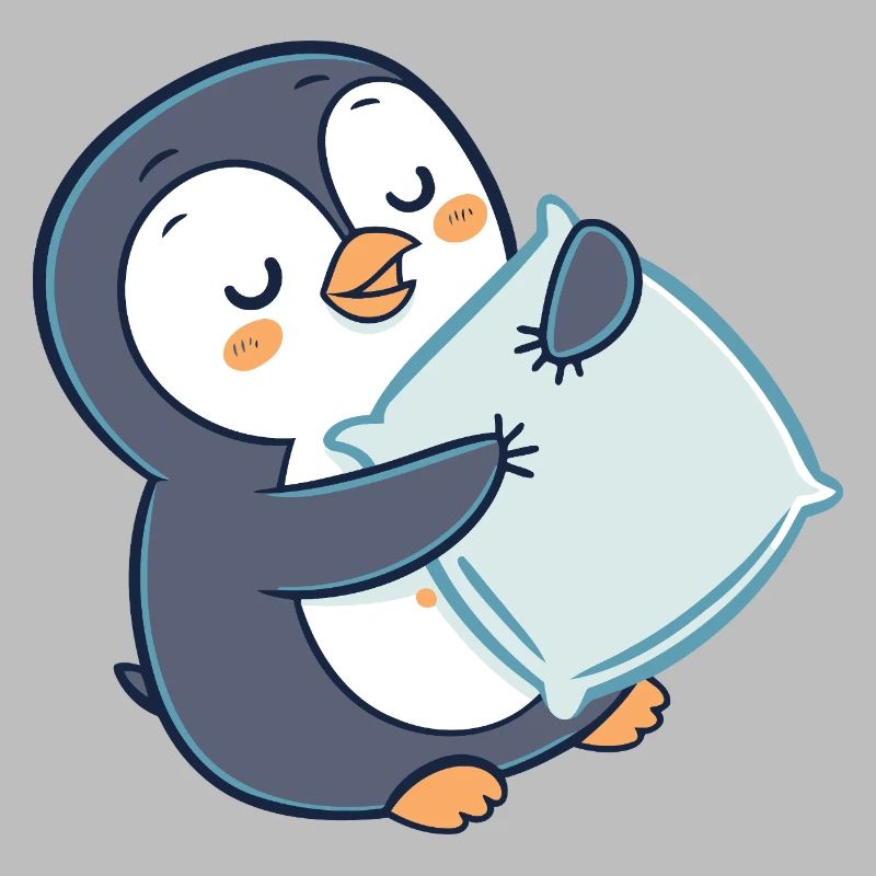 Penguin Cuddle on Pillow