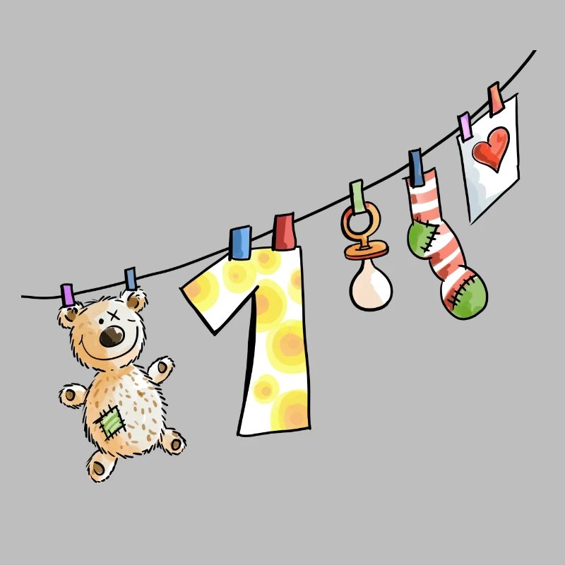 Babys erster Geburtstag Wäscheleine - Eins - Kind