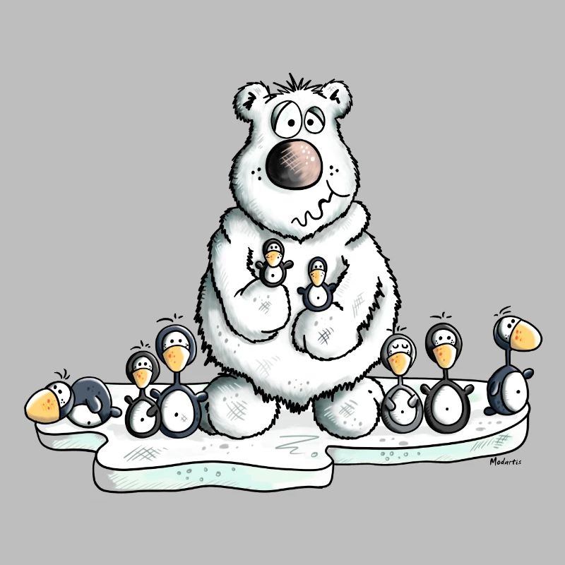 Eisbär mit Pinguinen