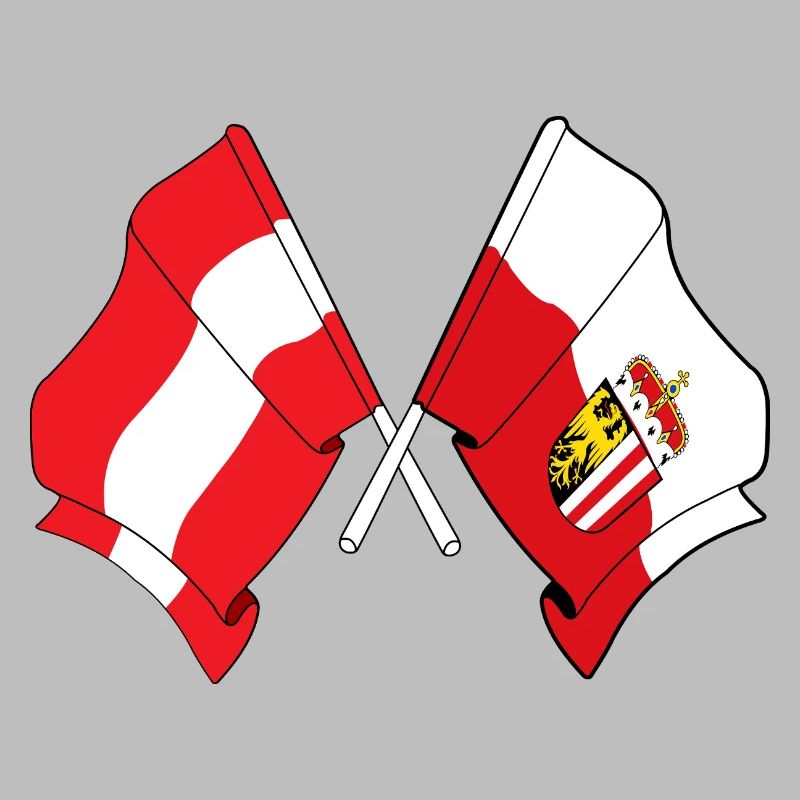 Austria & Upper Austria Flag Crossed