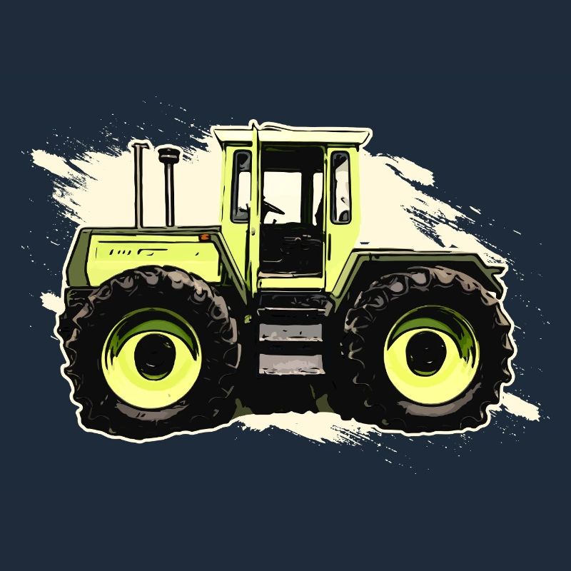 Green Tractor in Comic Style