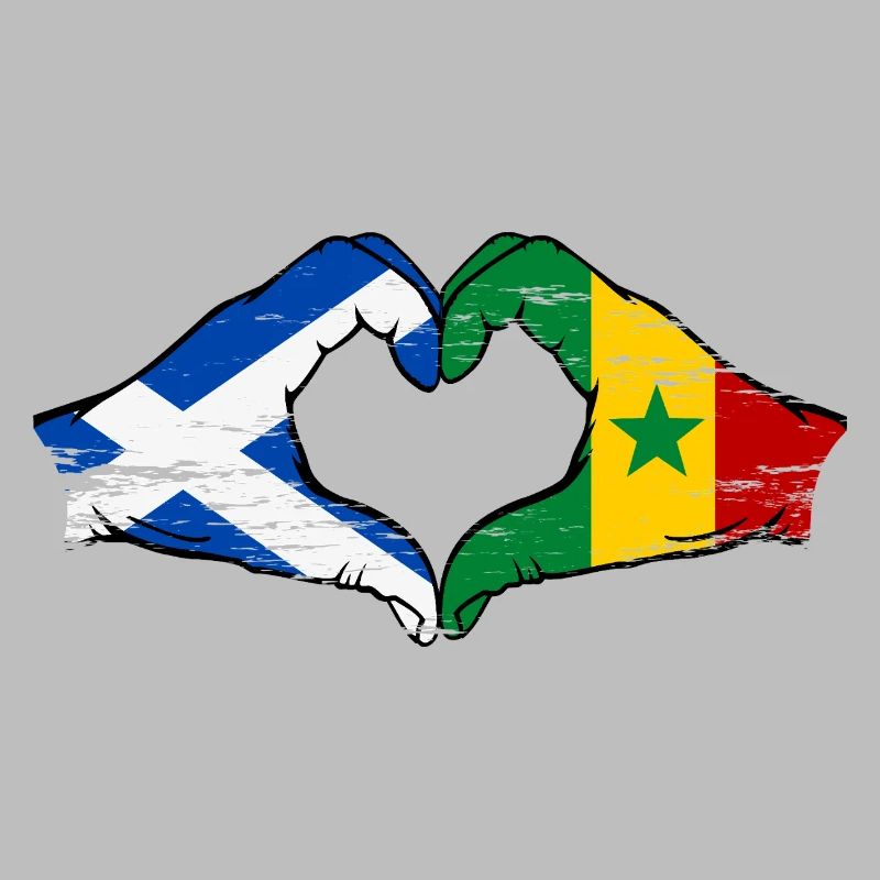 Ecosse Drapeau Sénégal mains forme de coeur utilisé