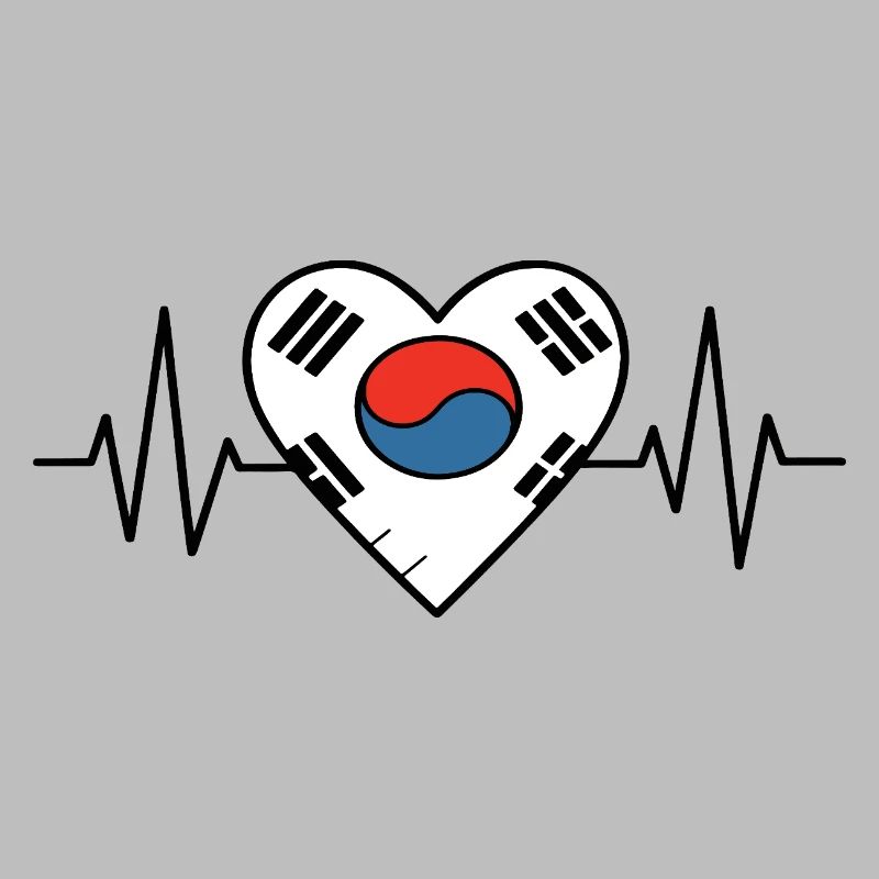 Corée du Sud Drapeau Heartbeat Line Korean Pride