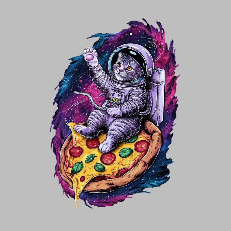 Space Cat on Pizza Galactic Journey