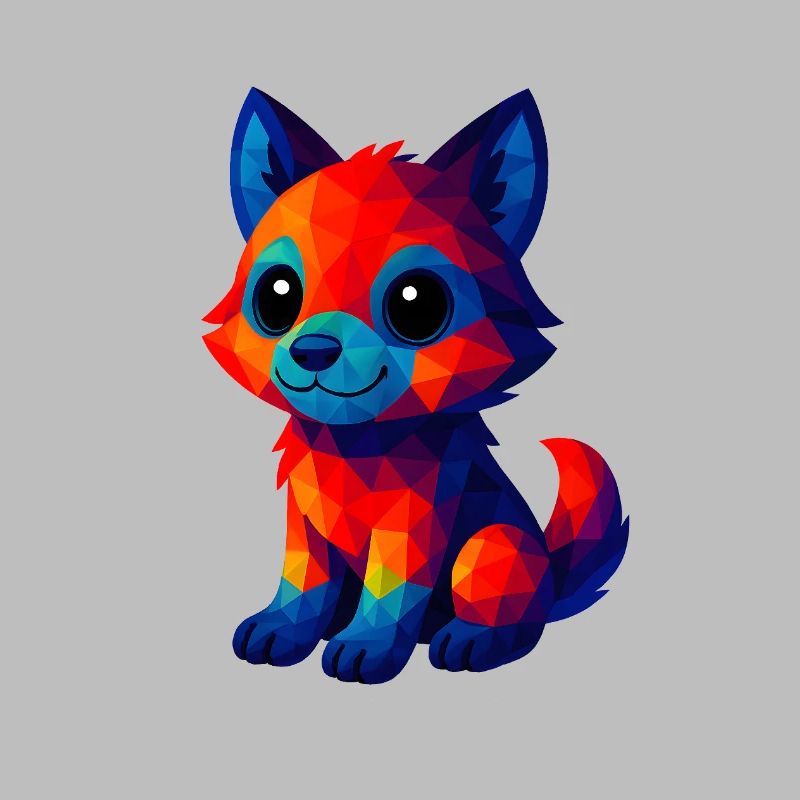 WPAP Polygon Kawaii Style Bébé Loup