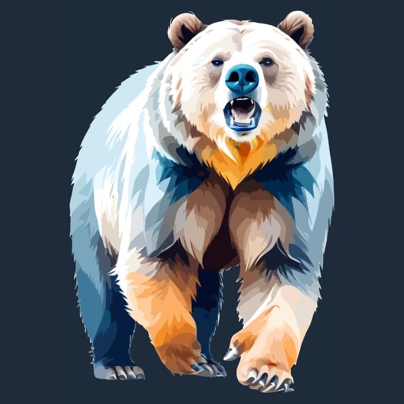 Grizzly Bear Vector Art with Vibrant Colours