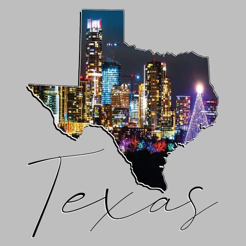 Austin Skyline in Texas State Map TX