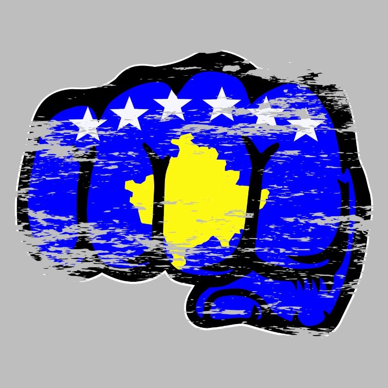 Poing de la main du drapeau du Kosovo utilisé