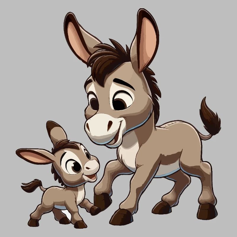 Eselmutter mit Kind grau