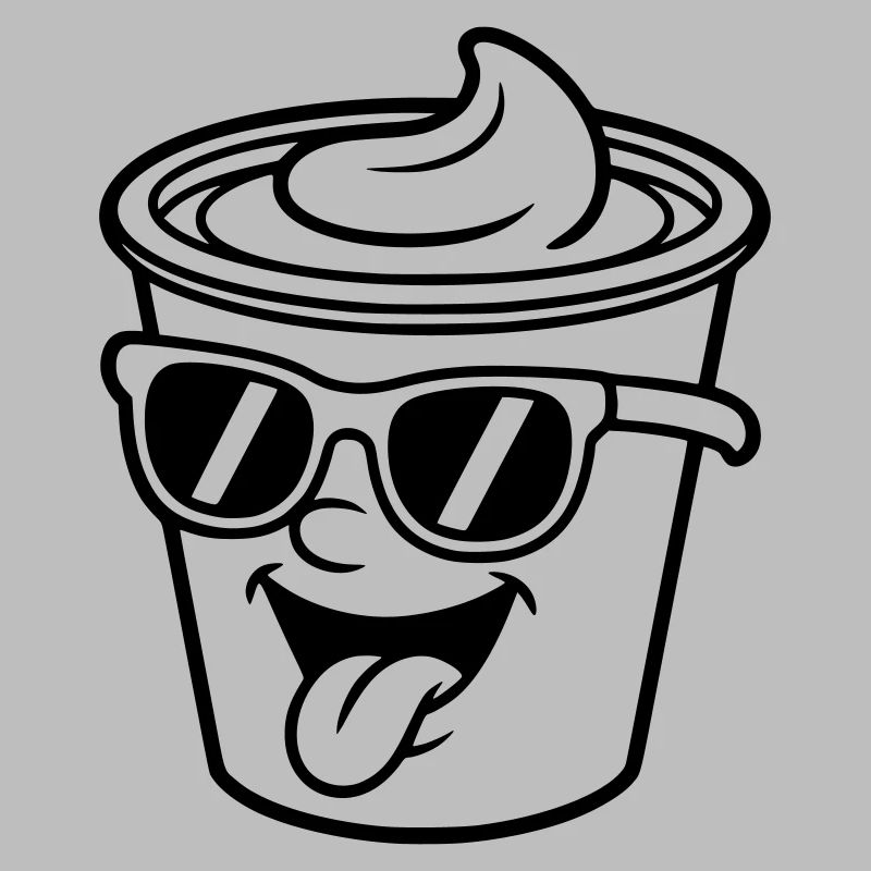 Tasses, crème, yaourt, crème, glace (couleur variable)