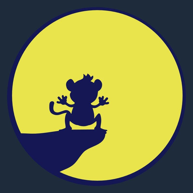 Werwolf Affe Silhouette Klippe Mond Sonne Nachts