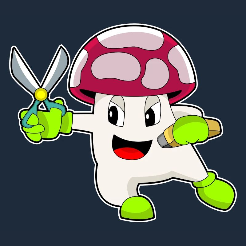 Ciseaux de coiffeur aux champignons